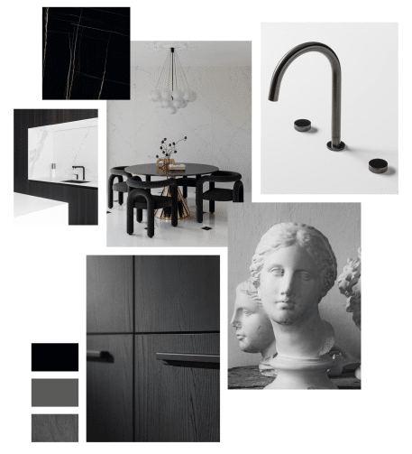 Moodboard d'une cuisine noire