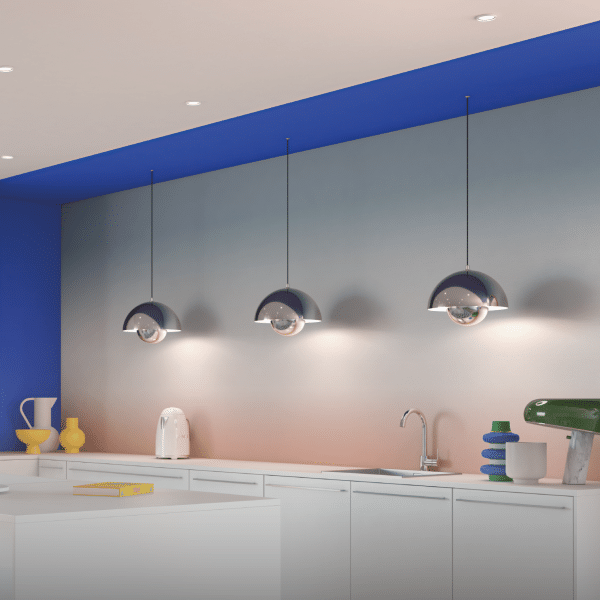 Cuisine Elton moderne avec 3 lampes suspendues