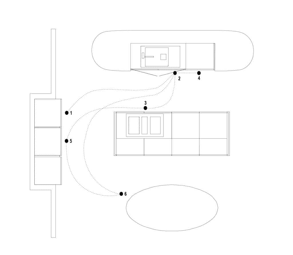 Plan d'une cuisine avec îlot central