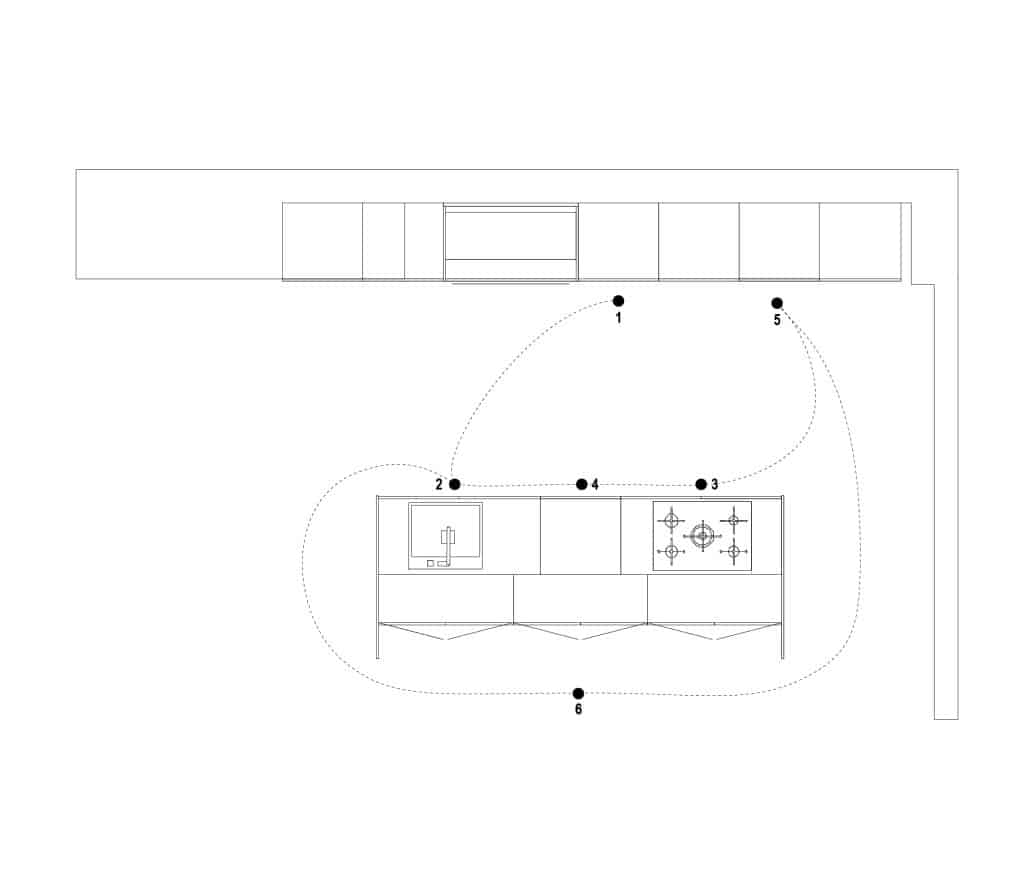 Plan d'une cuisine avec îlot central