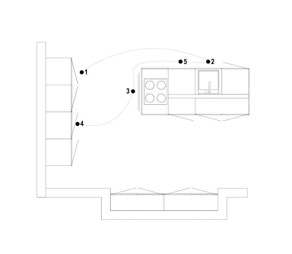 Plan d'une cuisine avec îlot central