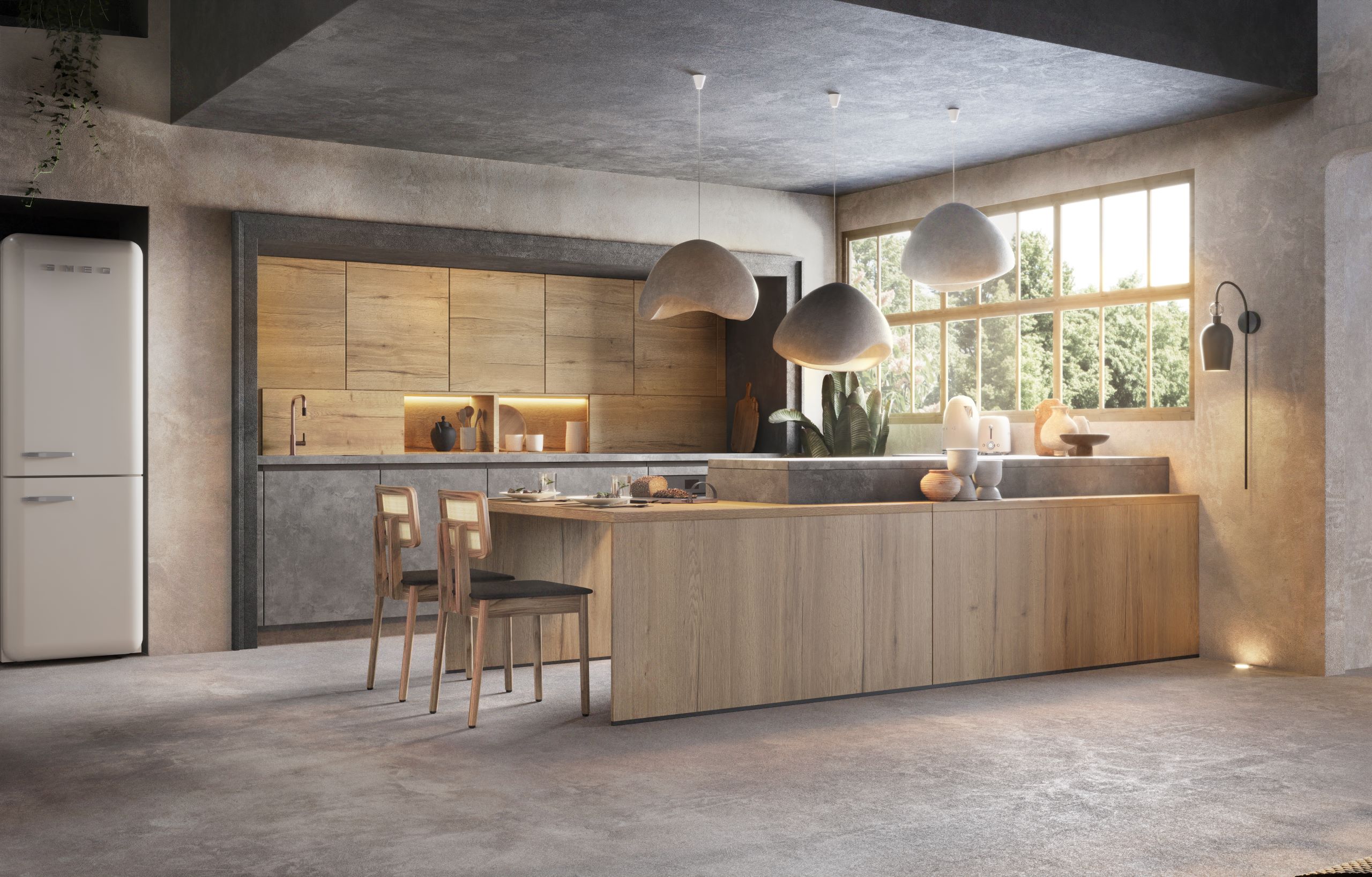 Cuisine design bois et grises
