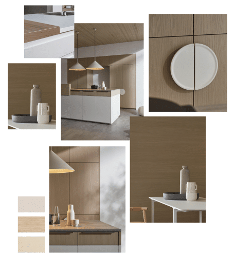 Moodboard d'une cuisine beige